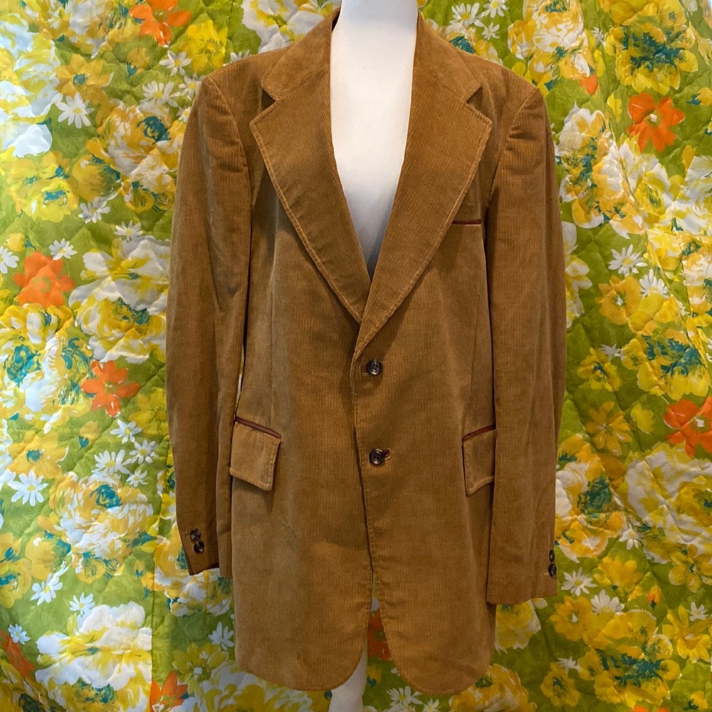 Vintage Corduroy and leather trim 44L blazer Made in Spain